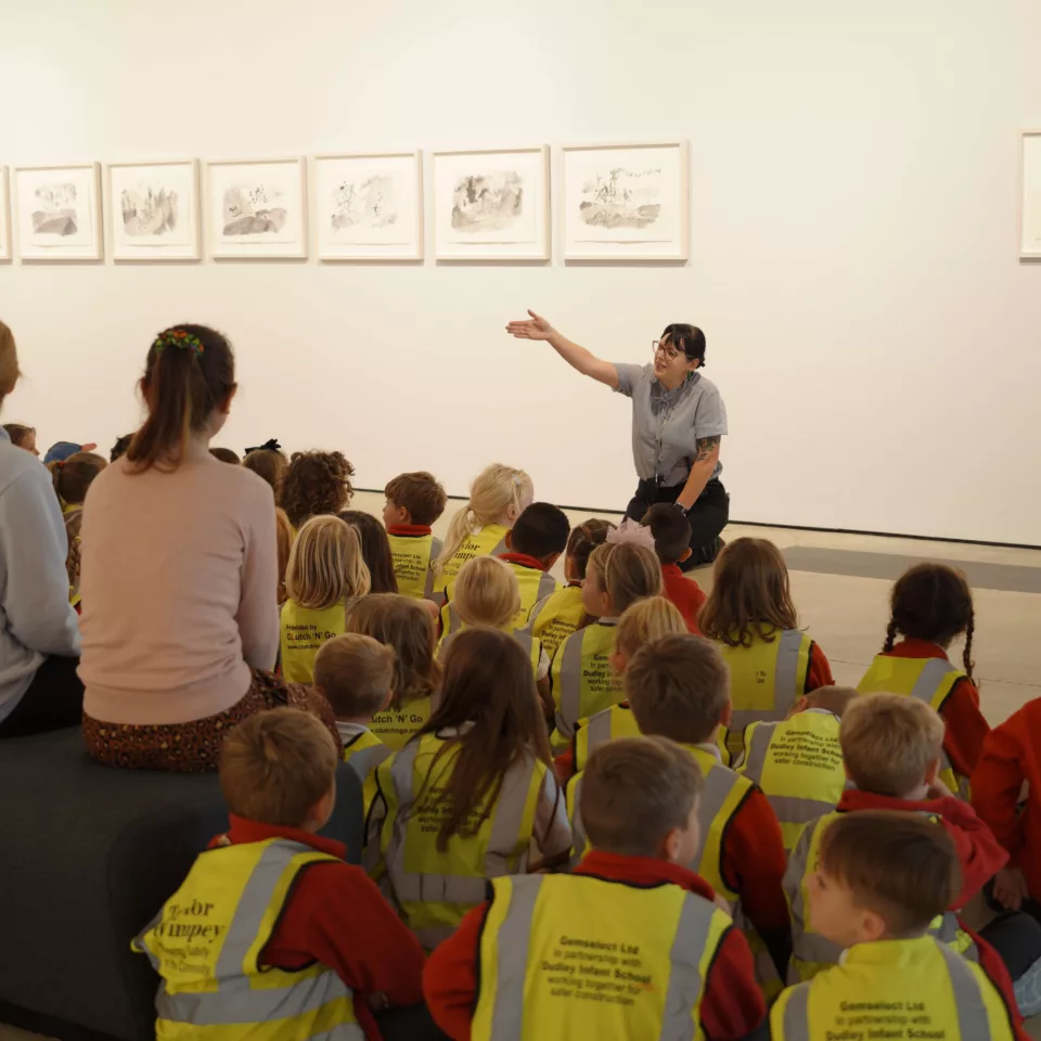 A group of children on a school visit in our gallery space